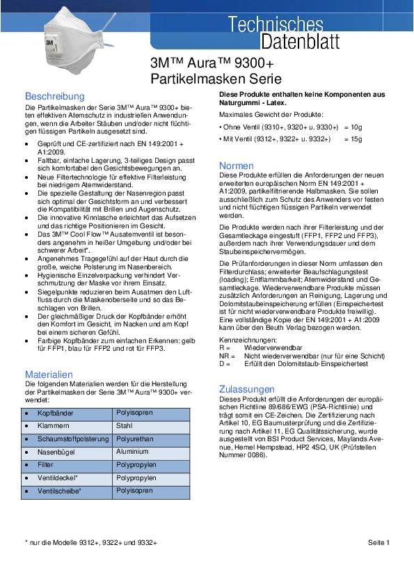 Atemschutzmaske 9330+ FFP3 R D o.Ventil 3M
