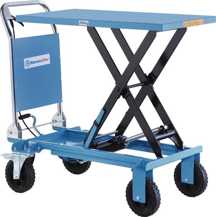 Scherenhubtischwagen Trgf.200kg Hubber.330-1000mm Einfachschere geländegängig