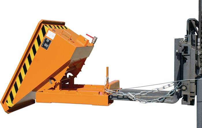 Spänebehälter 0,15 m³ L960xB640xH540mm gelborange lack.Trgf.750kg BAUER