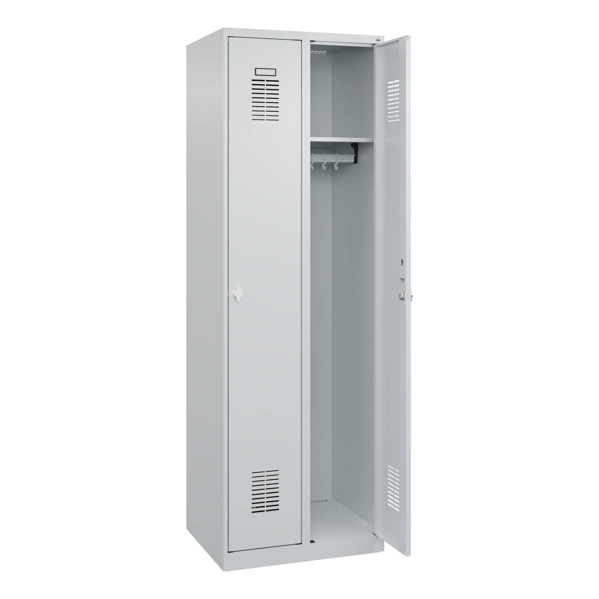 Garderobenschrank Ser.Basis-PLUS H1850xB600xT500mm lichtgrau 2 Abt.C+P