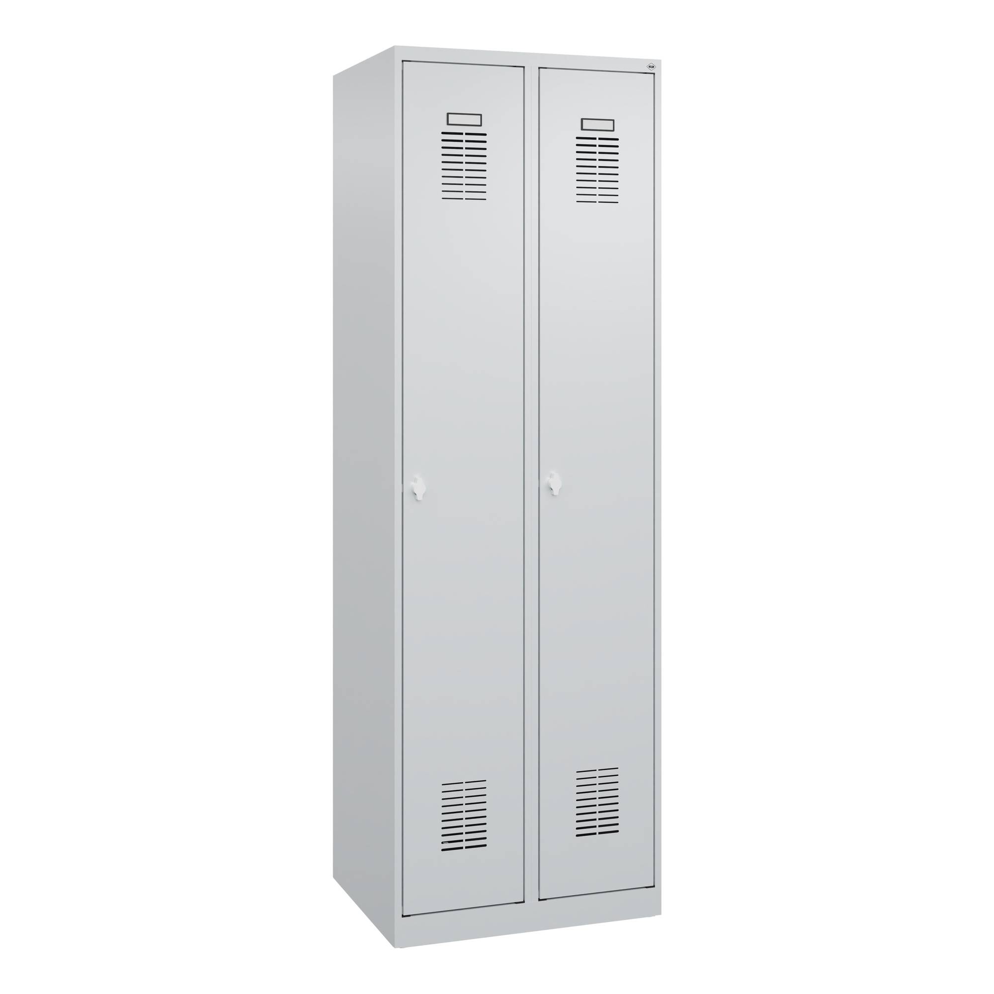 Garderobenschrank Ser.Basis-PLUS H1850xB600xT500mm lichtgrau 2 Abt.C+P