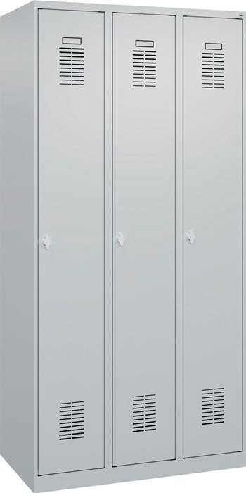Garderobenschrank Ser.Basis-PLUS H1850xB900xT500mm lichtgrau 3 Abt.C+P