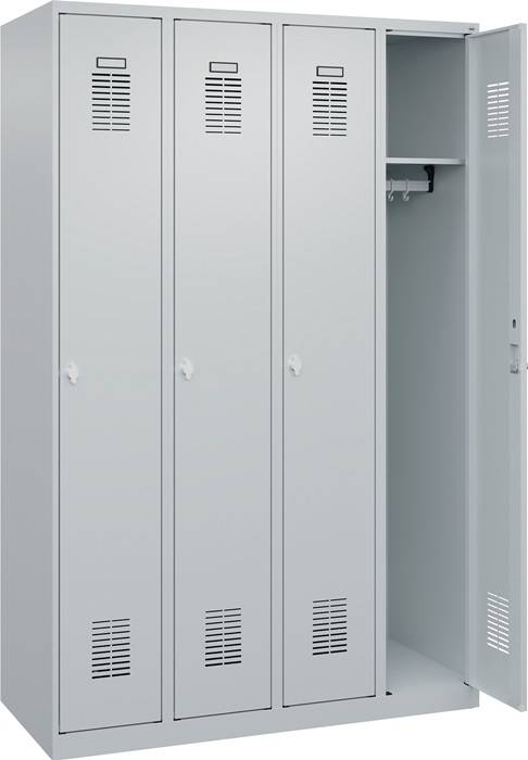 Garderobenschrank Ser.Basis-PLUS H1850xB1200xT500mm lichtgrau 4 Abt.C+P