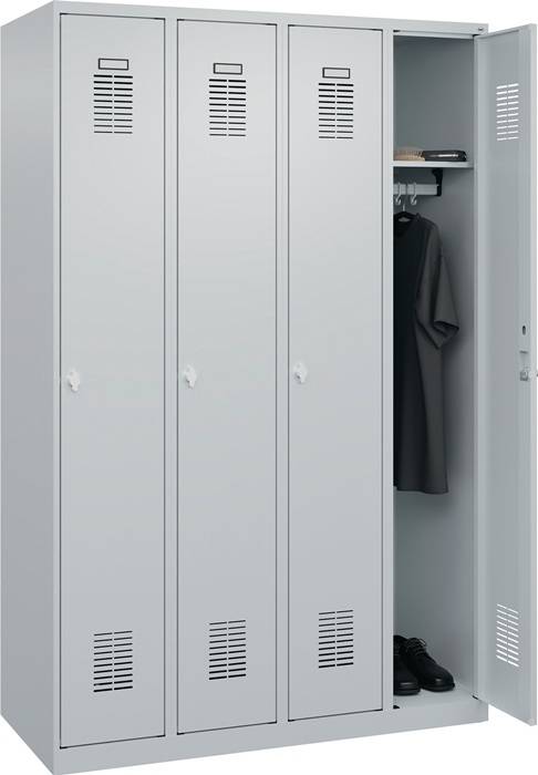 Garderobenschrank Ser.Basis-PLUS H1850xB1200xT500mm lichtgrau 4 Abt.C+P