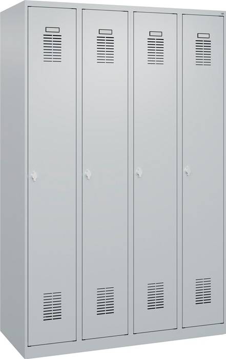 Garderobenschrank Ser.Basis-PLUS H1850xB1200xT500mm lichtgrau 4 Abt.C+P