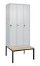 Garderobenschrank m.untergebauter Sitzbank H2120xB900xT815mm lichtgrau 3Abt.C+P