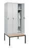 Garderobenschrank m.untergebauter Sitzbank H2120xB900xT815mm lichtgrau 3Abt.C+P