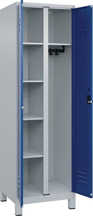 Kleider-Wäscheschrank Classic H1950xB600xT500mm STA grau/blau Anz.Abt.2 m.Füßen