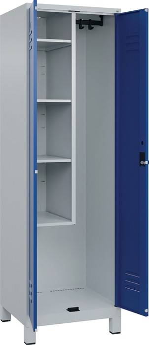 Putzmittelschrank Classic PLUS H1950xB600xT500mm m.Füßen lichtgrau/enzianblauC+P