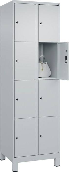 Fächerschrank Classic PLUS H1950xB600xT500mm m.Füßen Anz.Fächer 2x4 lichtgrau