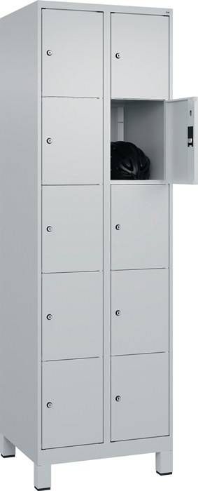 Fächerschrank Classic PLUS H1950xB600xT500mm m.Füßen Anz.Fächer 2x5 lichtgrau