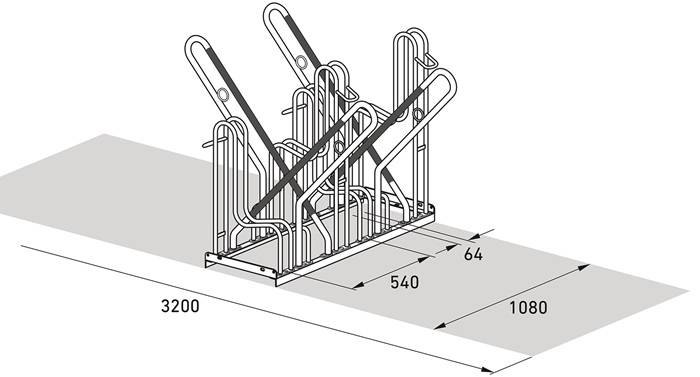 Fahrrad-Ständer-Reihenanlage 4700 XBF 2-s.90Grad verz.Anz.Radstände 4 z.Schr.WSM