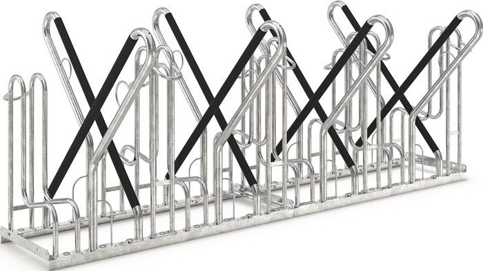 Fahrrad-Ständer-Reihenanlage 4700 XBF 2-s.90Grad verz.Anz.Radstände 8 z.Schr.WSM