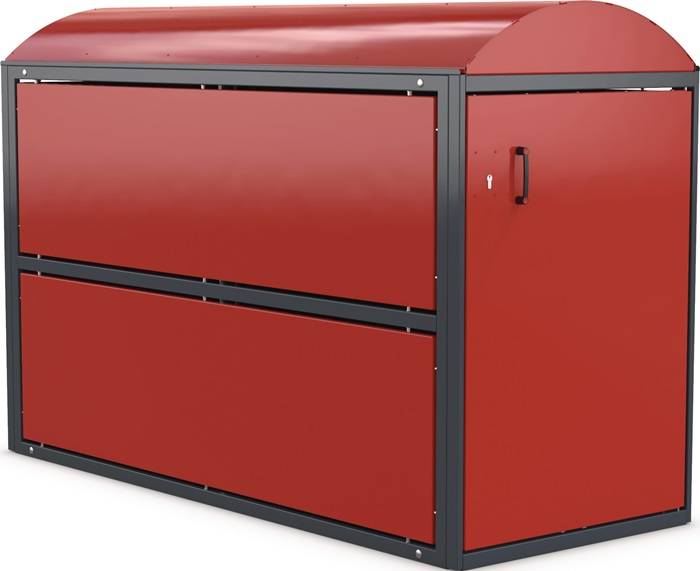 Fahrradgarage BikeBox 2 Grund-EH,eins.Bogendach verkehrsrot B850xH1379xT2080mm