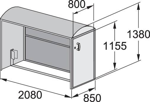 Fahrradgarage BikeBox 2 Grund-EH,eins.Bogendach verkehrsrot B850xH1379xT2080mm