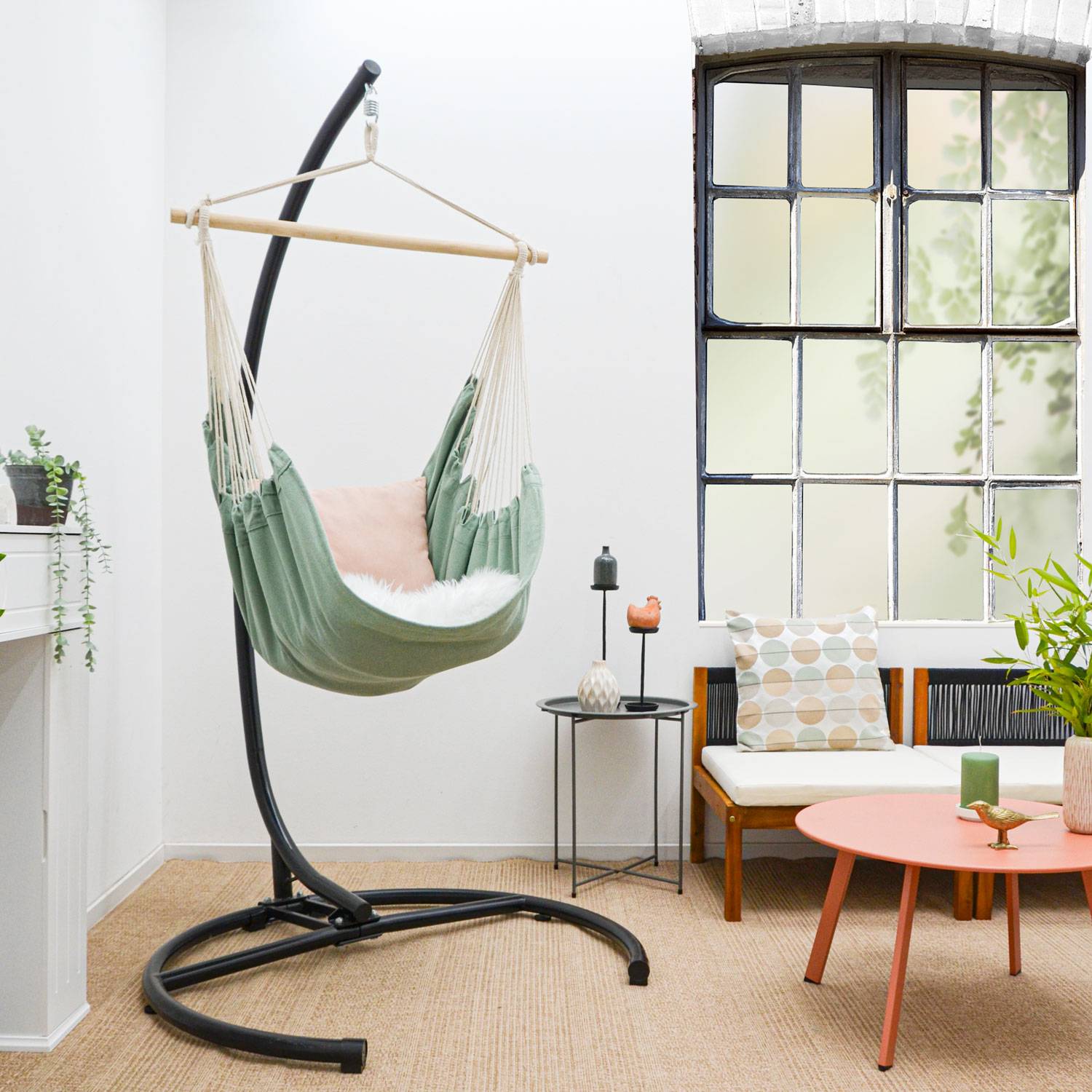 XL Hängesessel mit Gestell Outdoor - 210cm Hängestuhl Ständer mit Relaxsessel