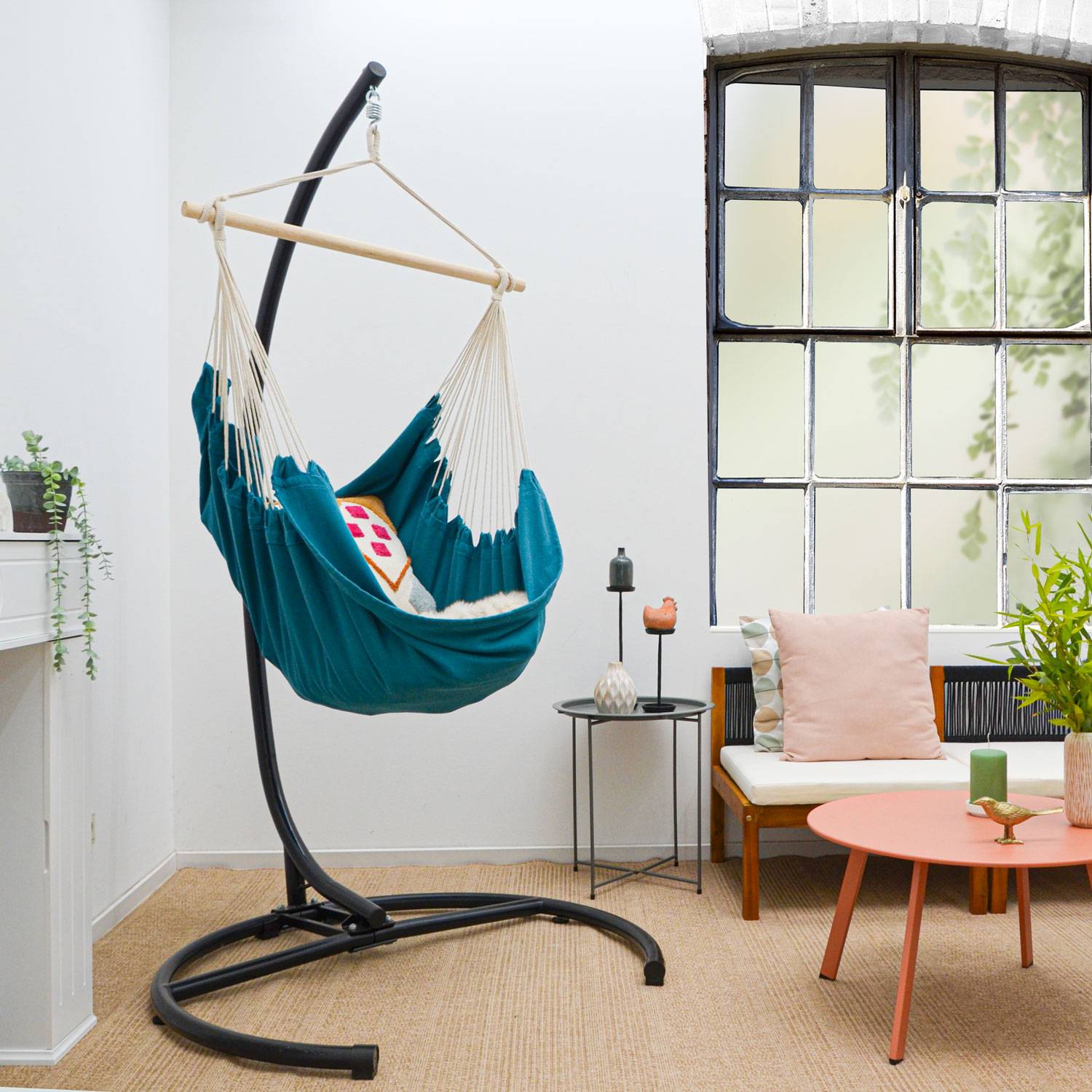 XL Hängesessel mit Gestell Outdoor - 210cm Hängestuhl Ständer mit Relaxsessel