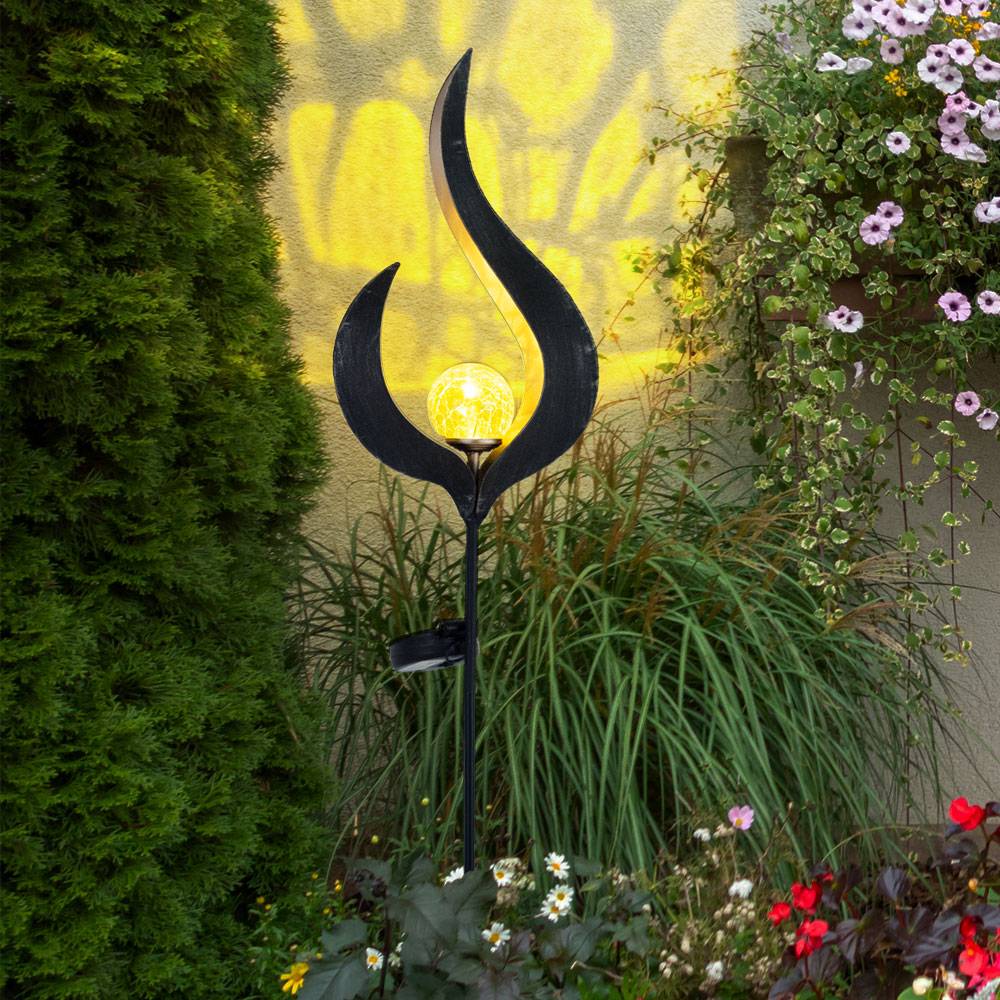 Solarleuchte Außen Beleuchtungen Dekoration Stecklampen Garten Glas bronze, Metall, LED, LxBxH 16,7x6x90 cm, 2er Set