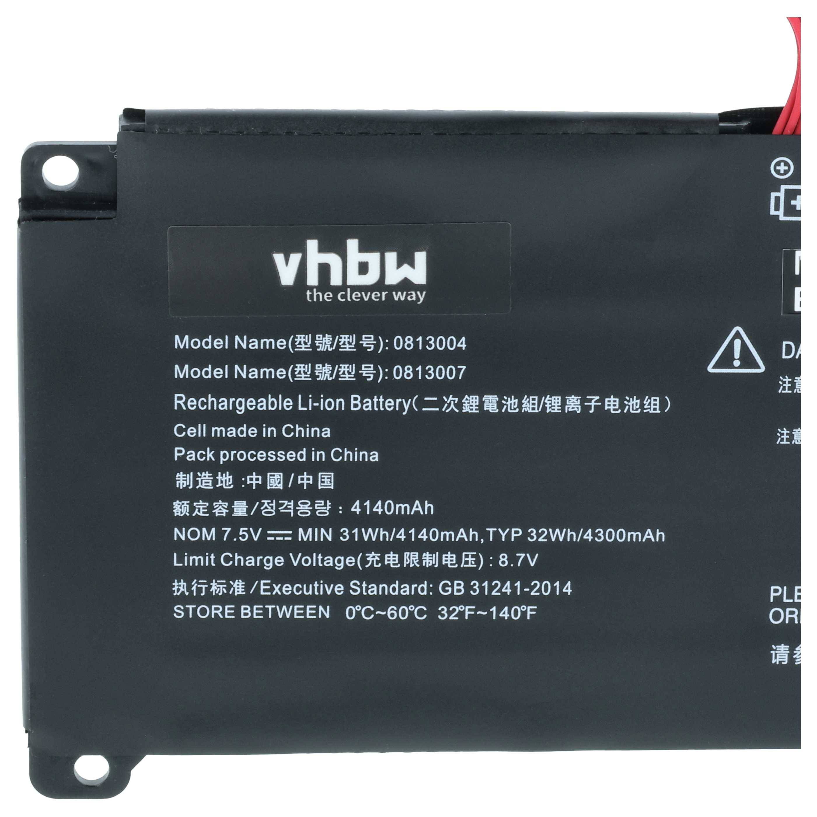 vhbw Akku kompatibel mit Lenovo IdeaPad 110S-11IBR (80WG005YGE), 110S-11IBR (80WG006LGE) Notebook (4100 mAh, 7,6 V, Li-Polymer)