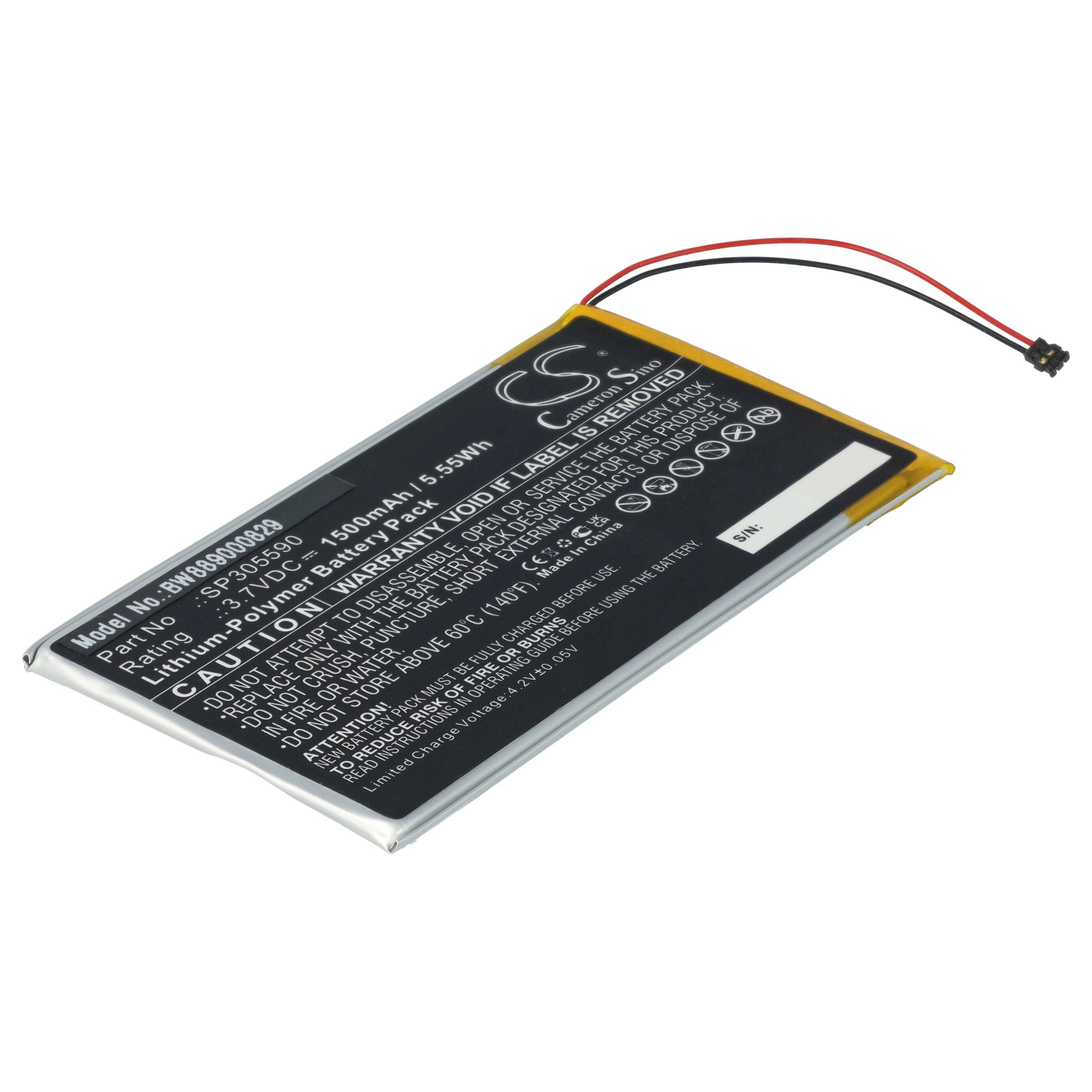 vhbw Akku kompatibel mit Kobo Aura HD, Aura HD N204-KBO-B eBook Reader (1500 mAh, 3,7 V, Li-Polymer)