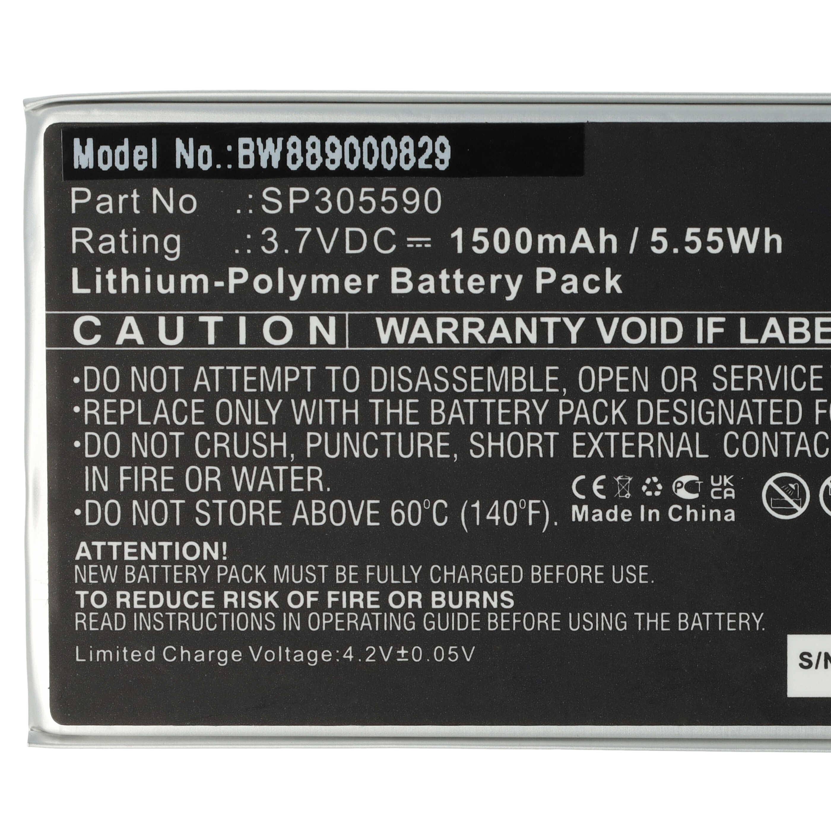 vhbw Akku Ersatz für Kobo SP305590 für eBook Reader (1500 mAh, 3,7 V, Li-Polymer)