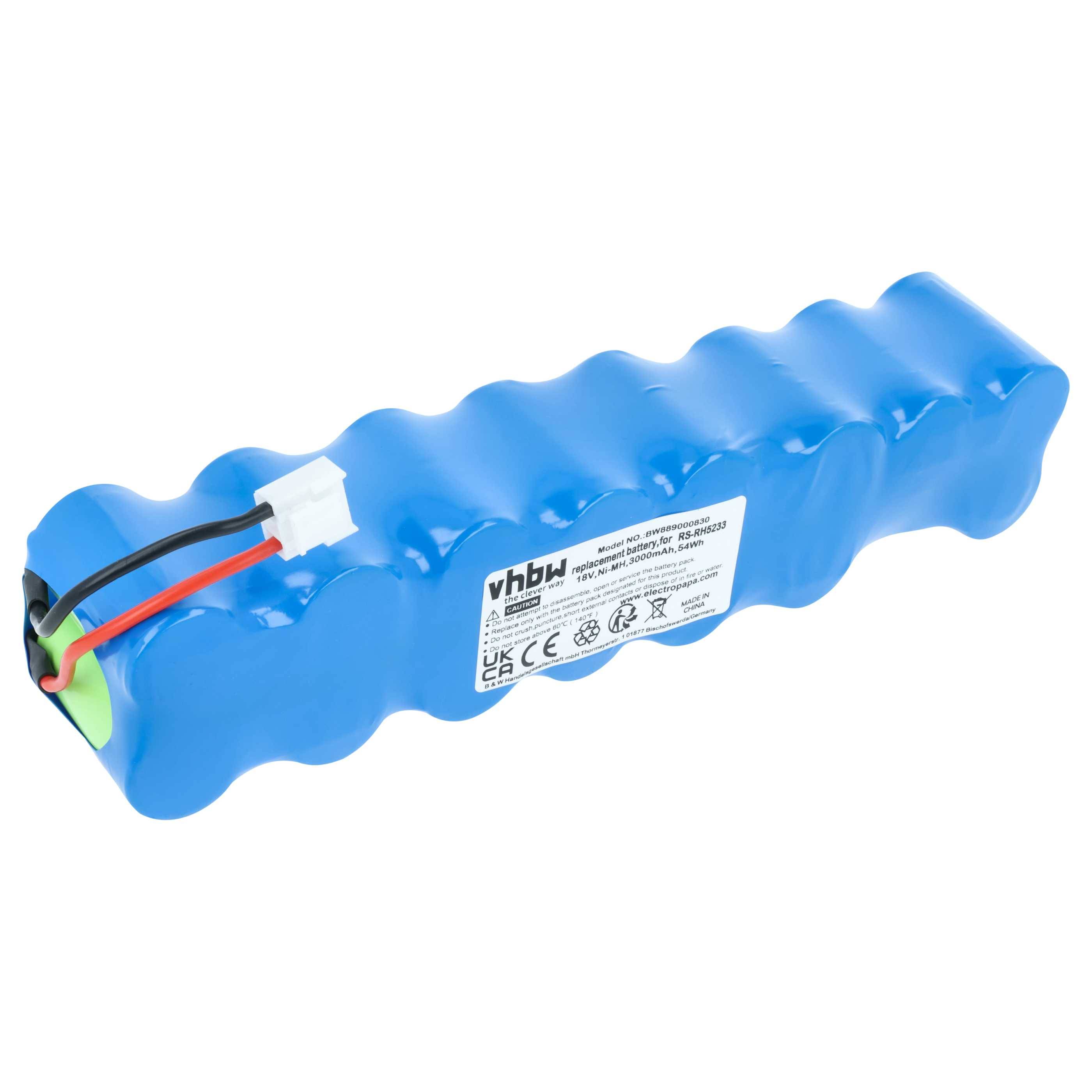 vhbw Akku kompatibel mit Tefal TY8751RH9A0, TY8758RH9A0 Staubsauger (3000 mAh, 18 V, NiMH)
