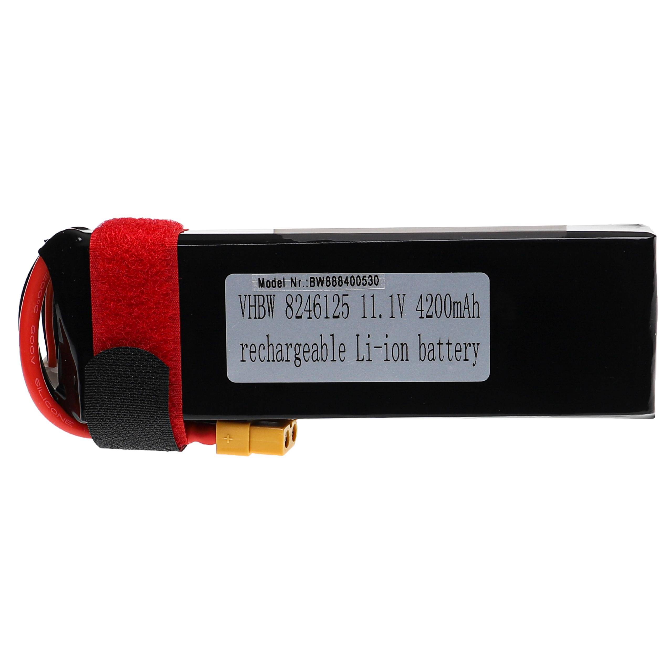 vhbw Akku kompatibel mit XT60 Stecker für Modellbau z.B. Racing Car, Helikopter, Flugzeug (4200mAh, 11,1V, Li-Polymer, 134 x 44,5 x 26,5 mm)