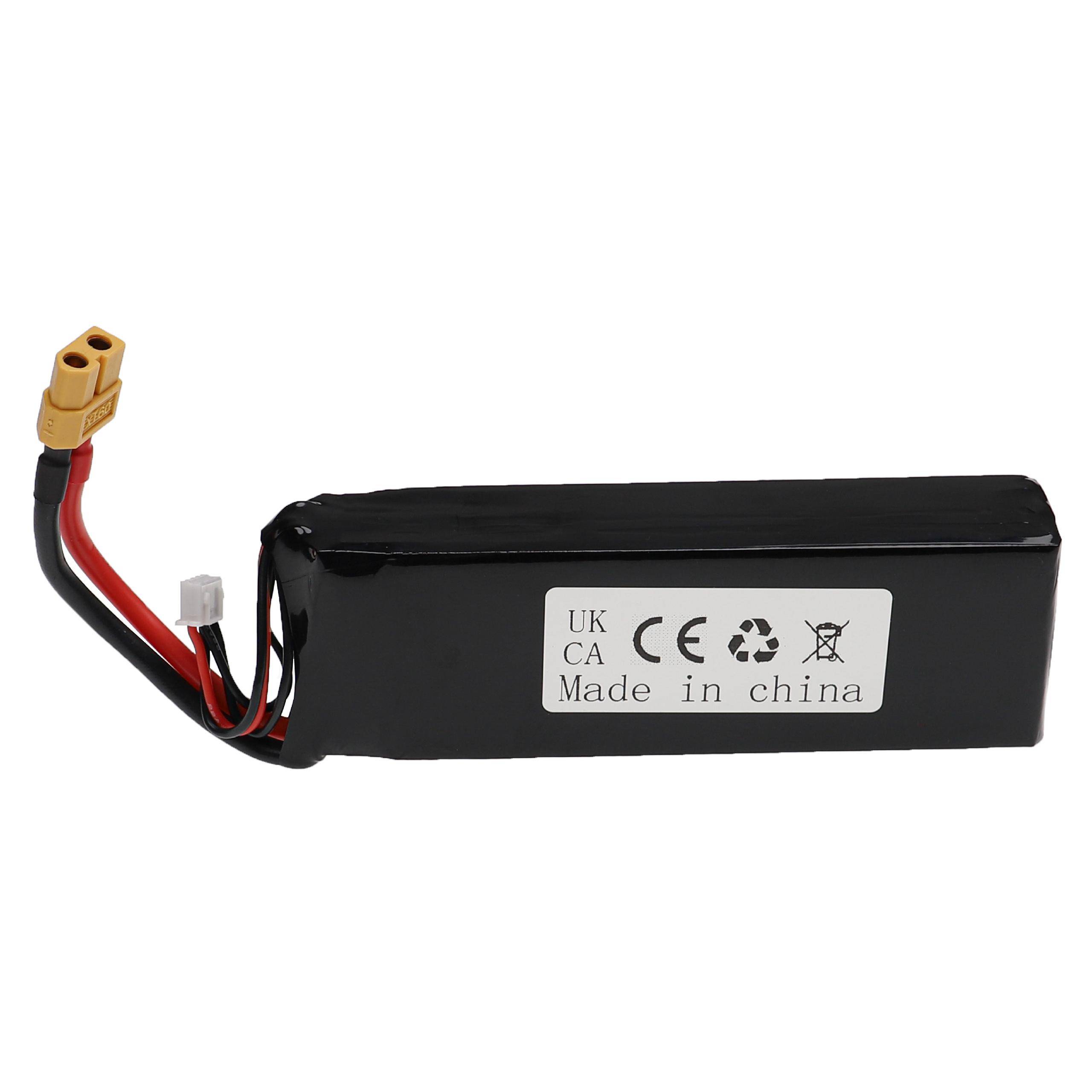 vhbw Akku kompatibel mit XT60 Stecker für Modellbau z.B. Racing Car, Helikopter, Flugzeug (5200mAh, 11,1V, Li-Polymer, 135 x 44 x 32 mm)