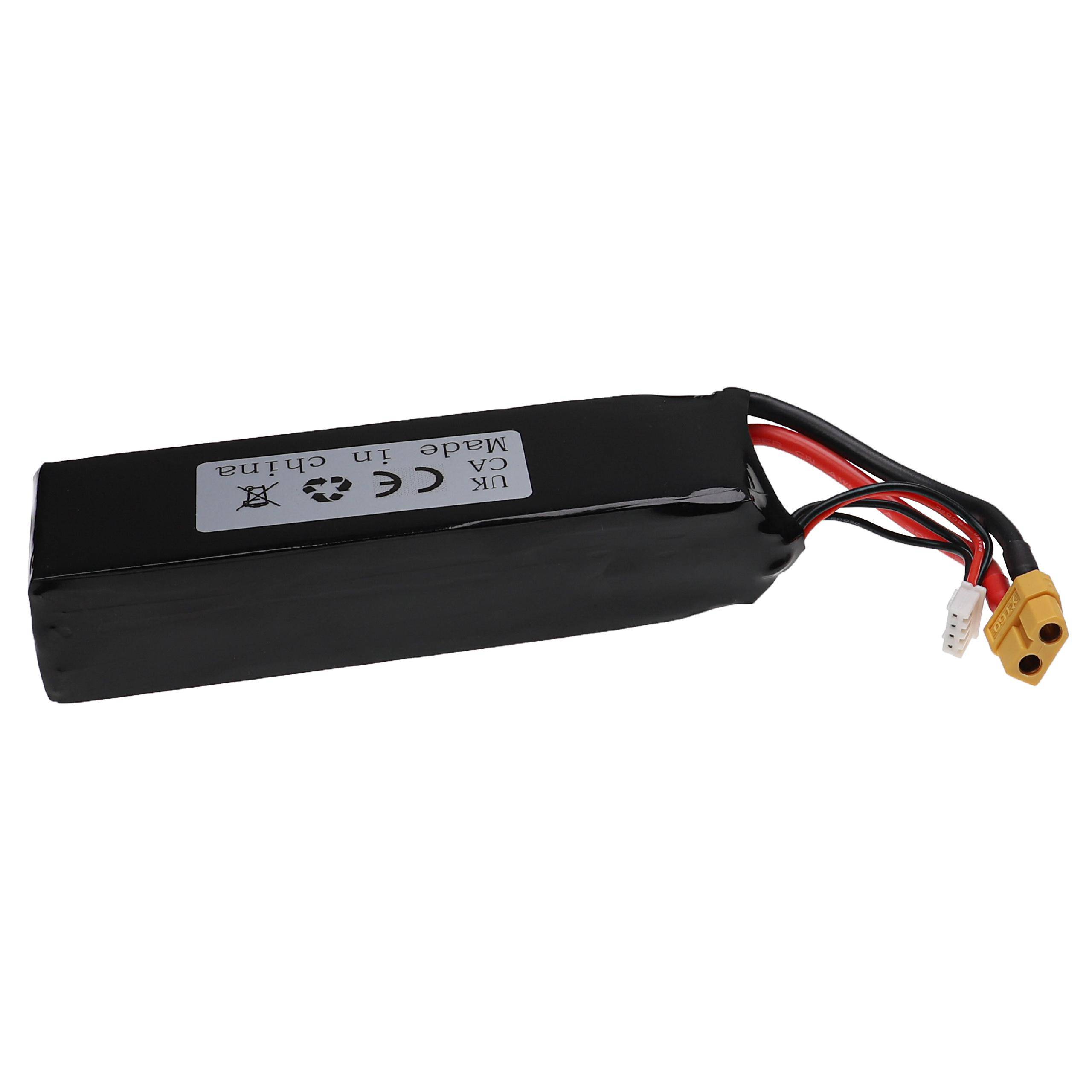 vhbw Akku kompatibel mit XT60 Stecker für Modellbau z.B. Racing Car, Helikopter, Flugzeug (5200mAh, 11,1V, Li-Polymer, 135 x 44 x 32 mm)