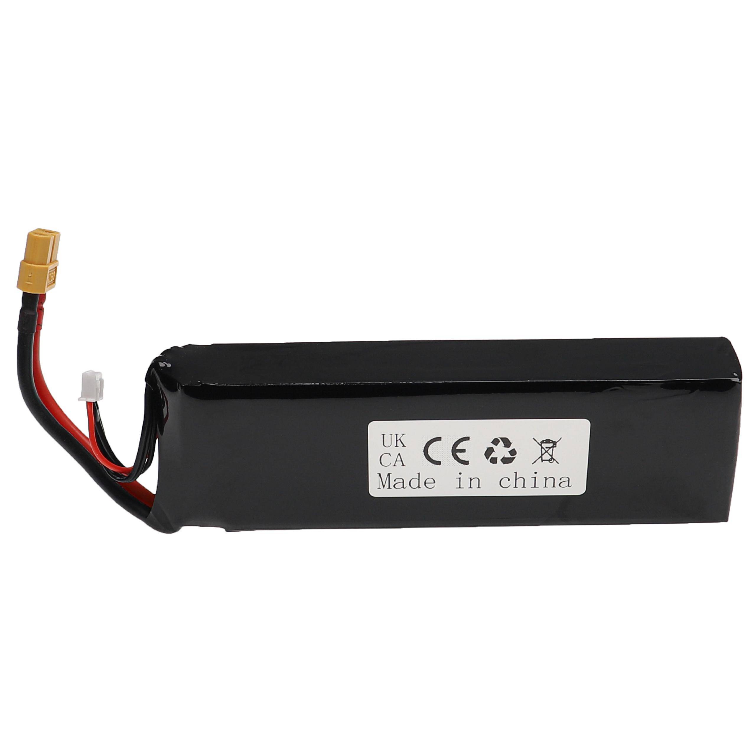 vhbw Akku kompatibel mit XT60 Stecker für Modellbau z.B. Racing Car, Helikopter, Flugzeug (6200mAh, 11,1V, Li-Polymer, 156,5 x 50 x 30 mm)