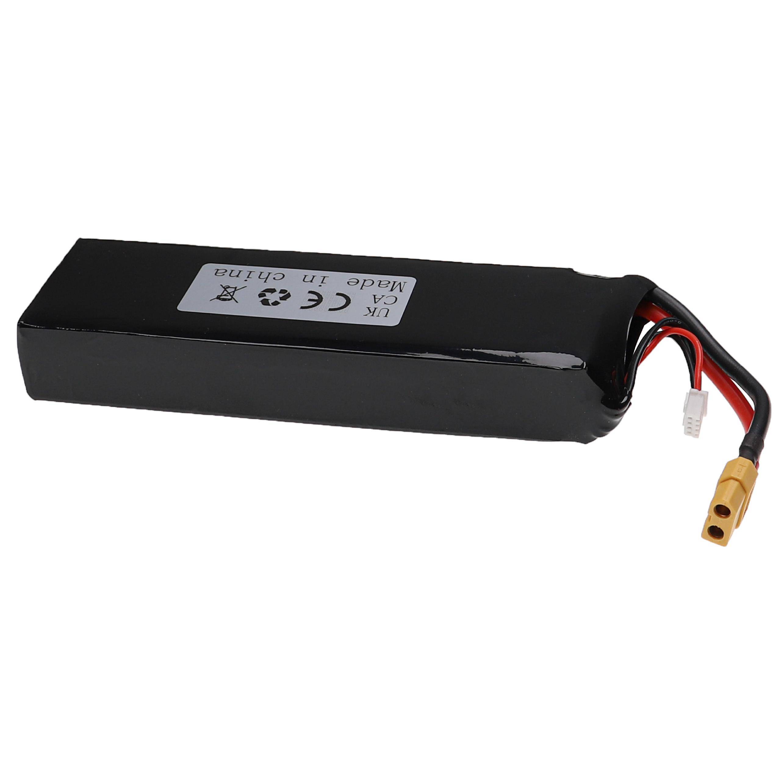 vhbw Akku kompatibel mit XT60 Stecker für Modellbau z.B. Racing Car, Helikopter, Flugzeug (6200mAh, 11,1V, Li-Polymer, 156,5 x 50 x 30 mm)