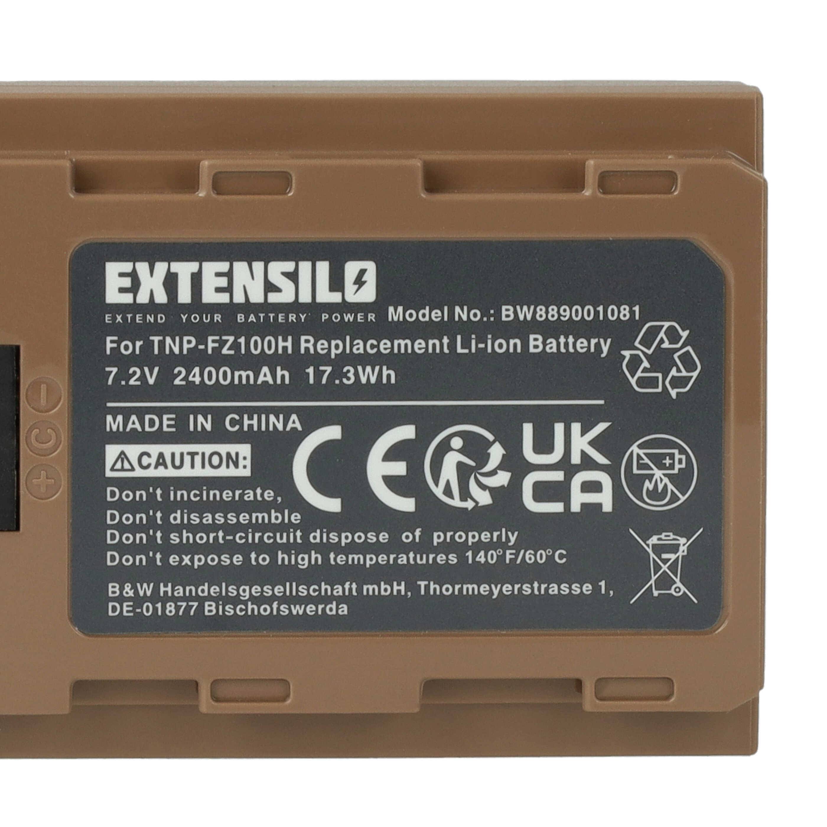 EXTENSILO 2x Akku kompatibel mit Sony Alpha A6600, 9 II, A6700, 9R, 9S, A7C R, 8S III Kamera (2400 mAh, 7,2 V, Li-Ion), USB-C Buchse