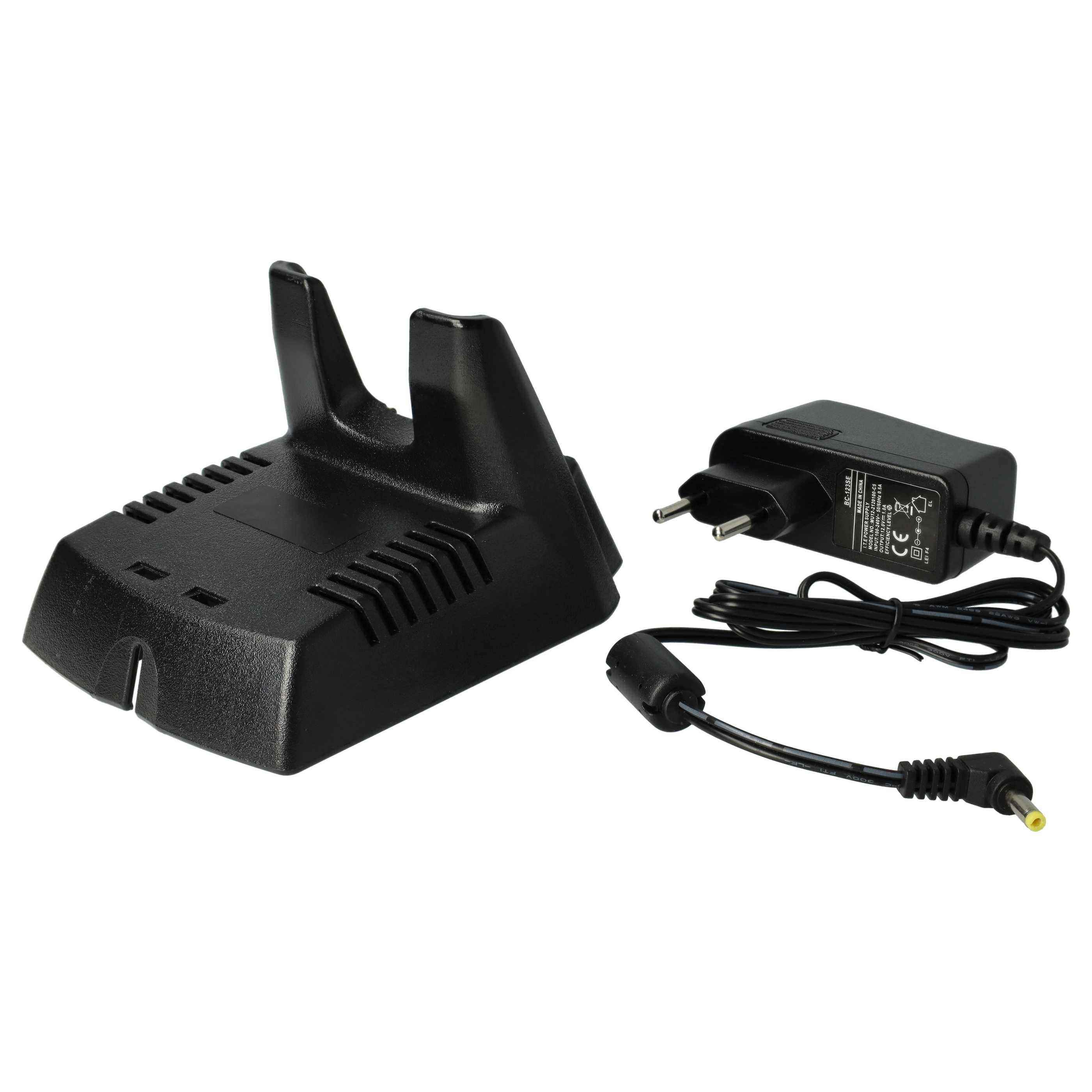 vhbw Ladegerät kompatibel mit Standard Horizon FNB-64H, FNB-64, FNB-57 Funkgerät-Akkus - Ladestation + Netzteil, 7,2 V, 0,4 A