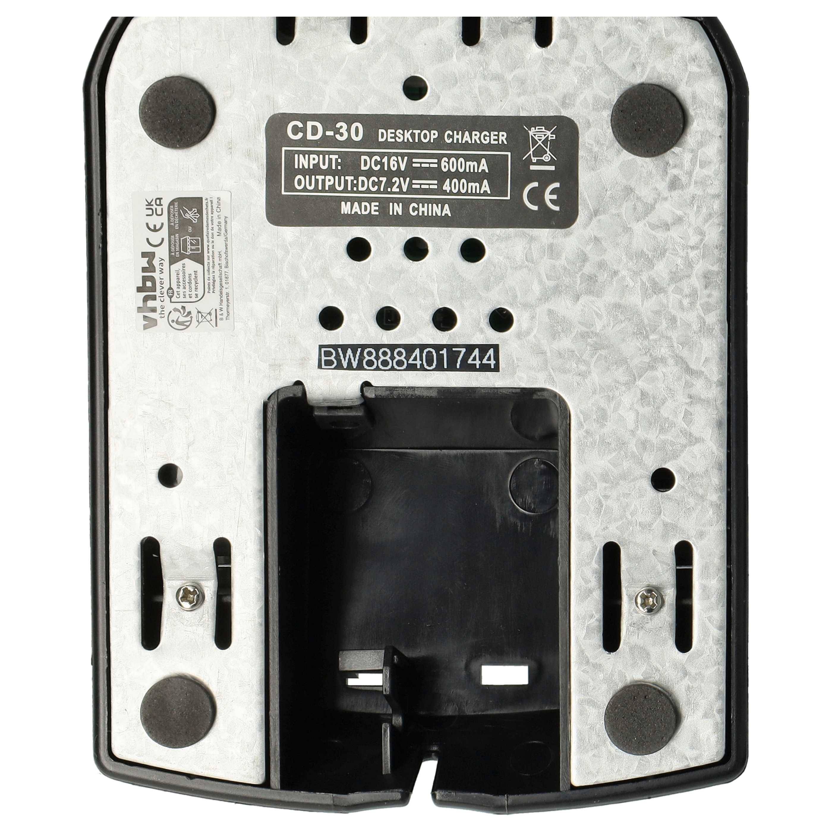 vhbw Ladegerät kompatibel mit Vertex VXA-220 Pro VI, VXA-300 Lite Funkgerät-Akkus - Ladestation + Netzteil, 7,2 V, 0,4 A