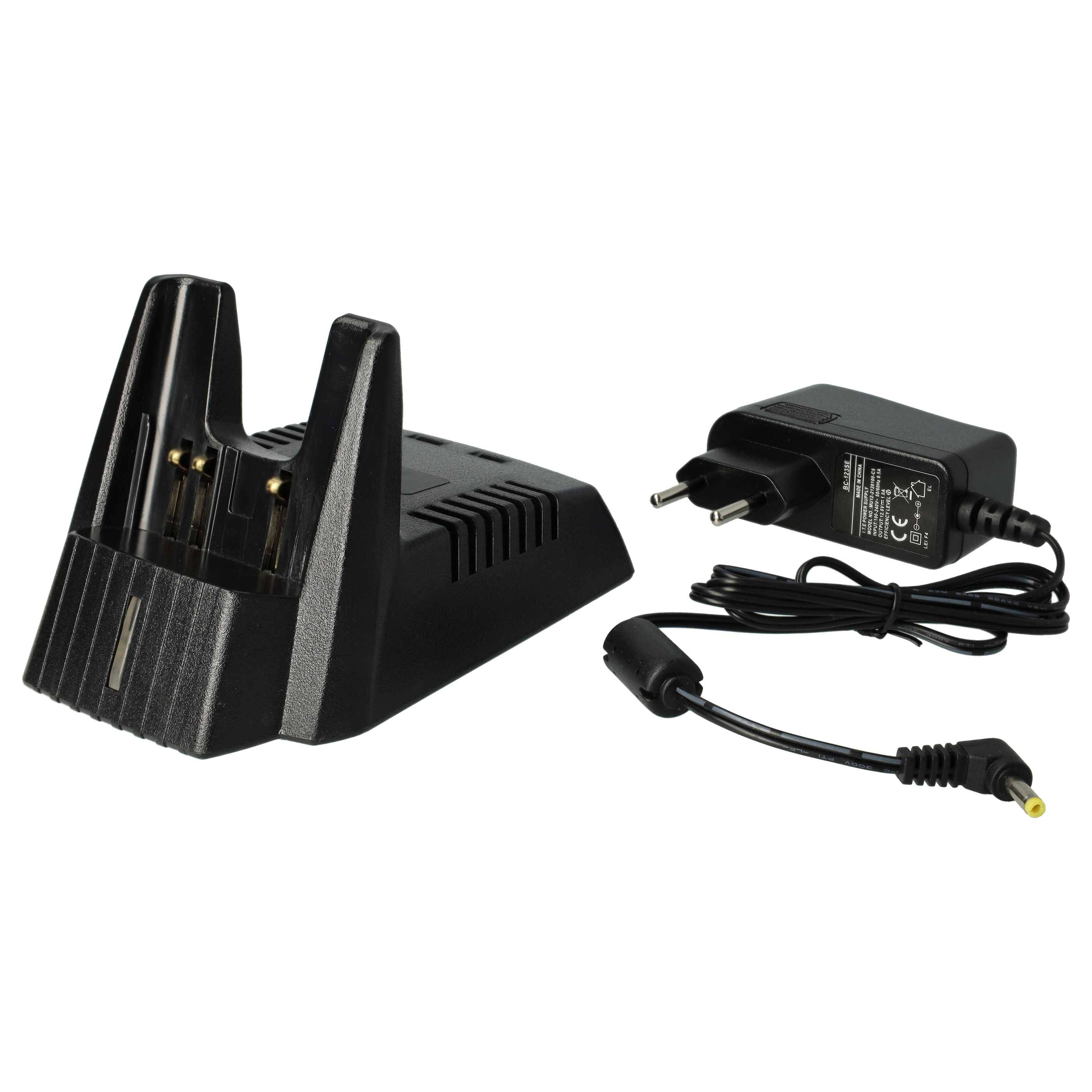 vhbw Ladegerät kompatibel mit Yaesu VXA-120 Pro II, VXA-150 Pro V Funkgerät-Akkus - Ladestation + Netzteil, 7,2 V, 0,4 A