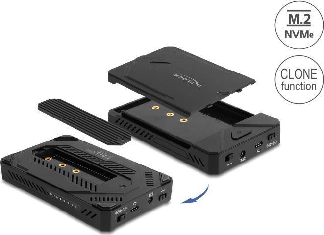 Delock Speichergehäuse - für 1 x M.2 NVMe SSD + 1 x 2,5" SATA SSD / HDD, USB Typ