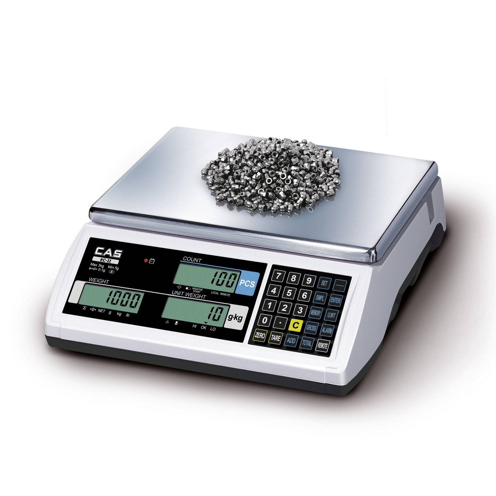 CAS EC2-3, mobile Inventurwaage - Zählwaage bis 3 kg, Ablesbarkeit 0,1g