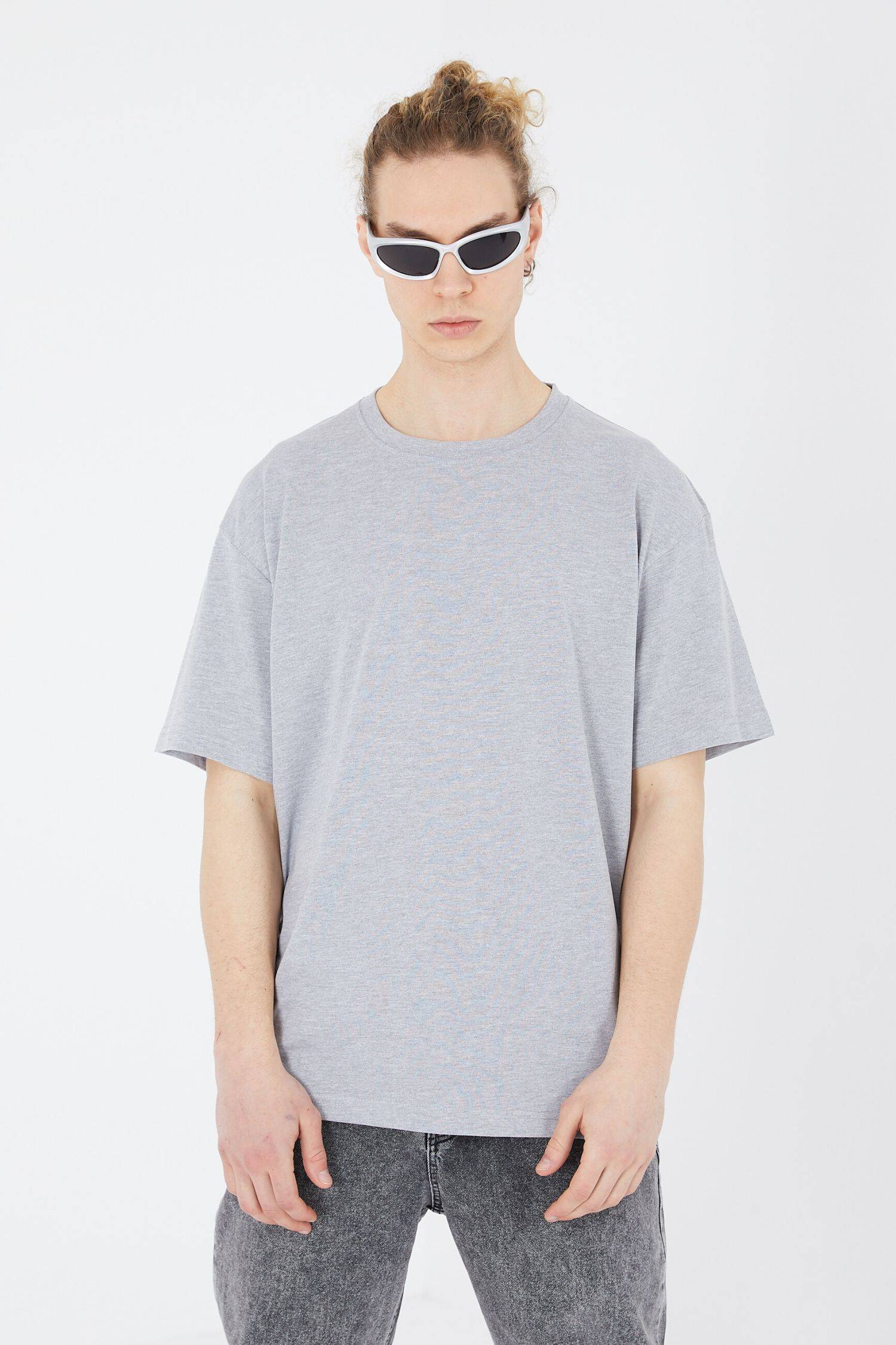 Oversize T-Shirt - Heavy Weight Basic Shirt M Grau-Melange
