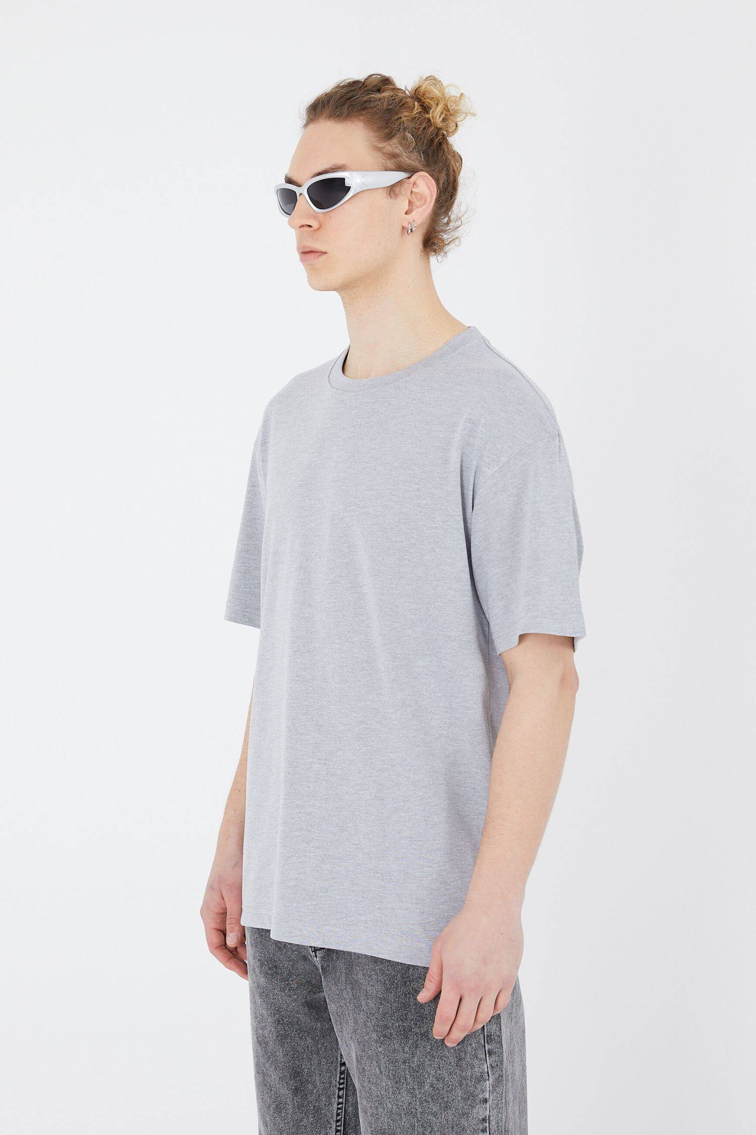 Oversize T-Shirt - Heavy Weight Basic Shirt S Grau-Melange