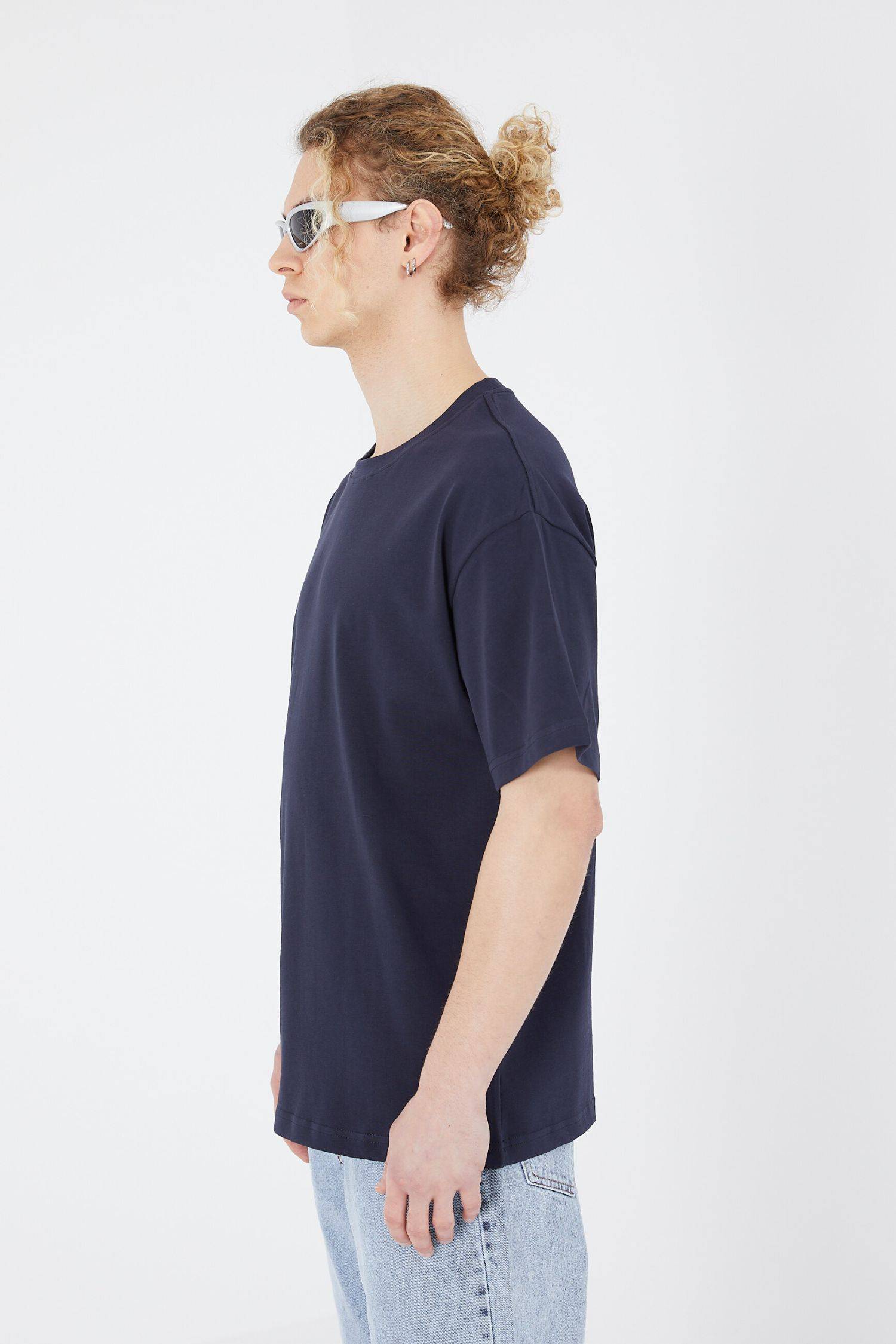 Oversize T-Shirt - Heavy Weight Basic Shirt M Dunkelblau