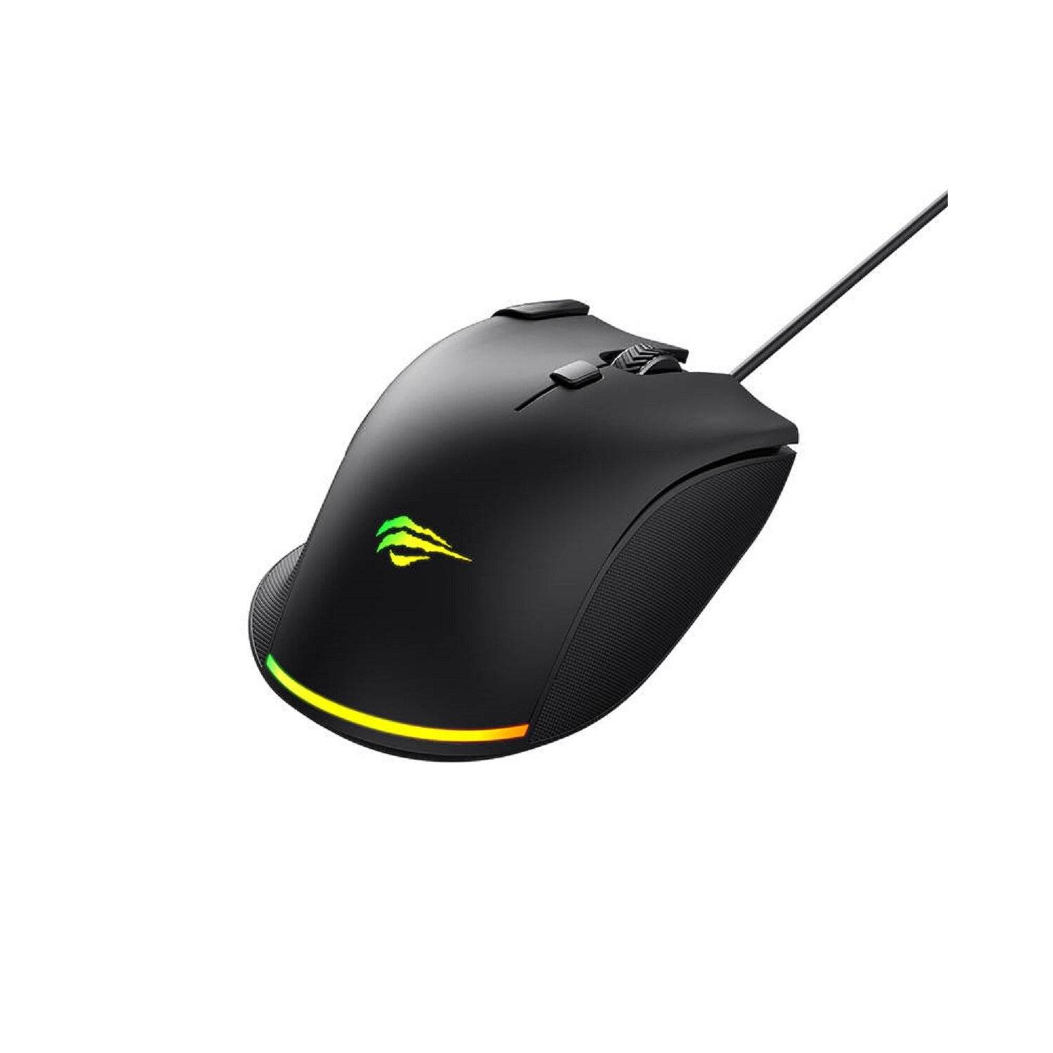 Havit MS957 kabelgebundene Gaming-Maus RGB-Hintergrundbeleuchtung 1000-7200 DPI USB PC-Maus Schwarz