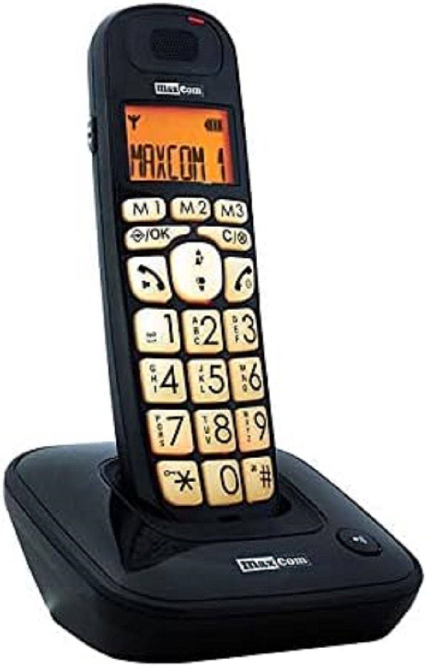 Maxcom MC6800 DECT-Telefon mit hintergrundbeleuchtetem LCD-Display, Schwarz