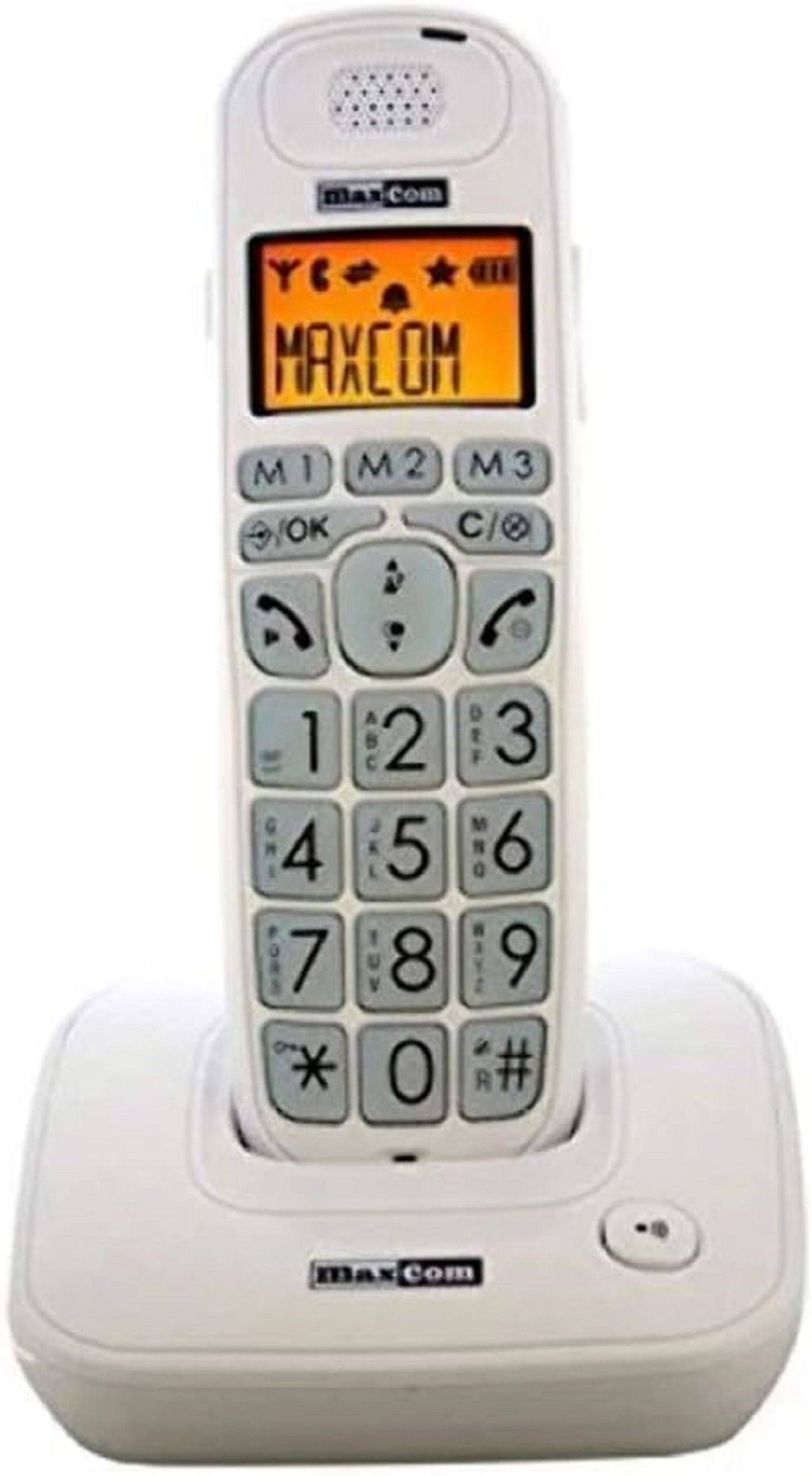 Maxcom MC6800 DECT-Telefon mit hintergrundbeleuchtetem LCD-Display, Schwarz Weiß