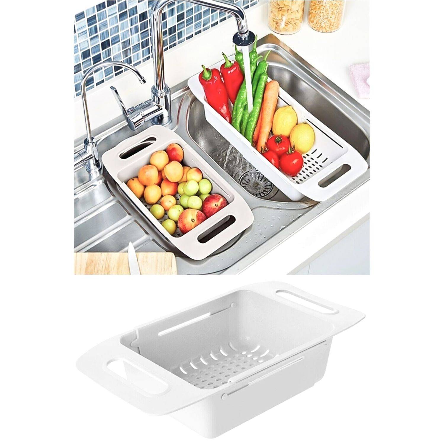 2er Set Küchen Organizer Waschbecken Halter Lagerung Utensilien Obst