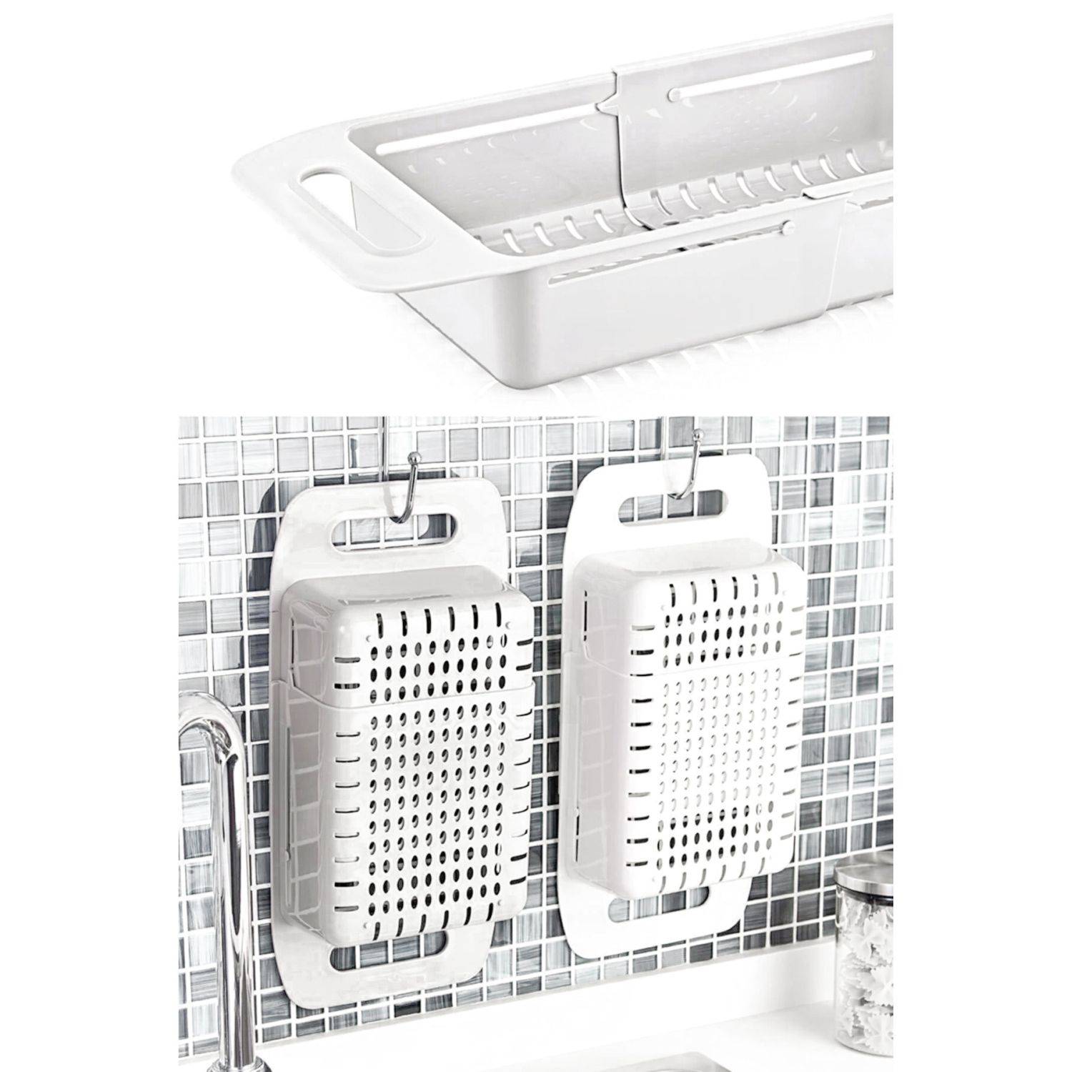 2er Set Küchen Organizer Waschbecken Halter Lagerung Utensilien Obst