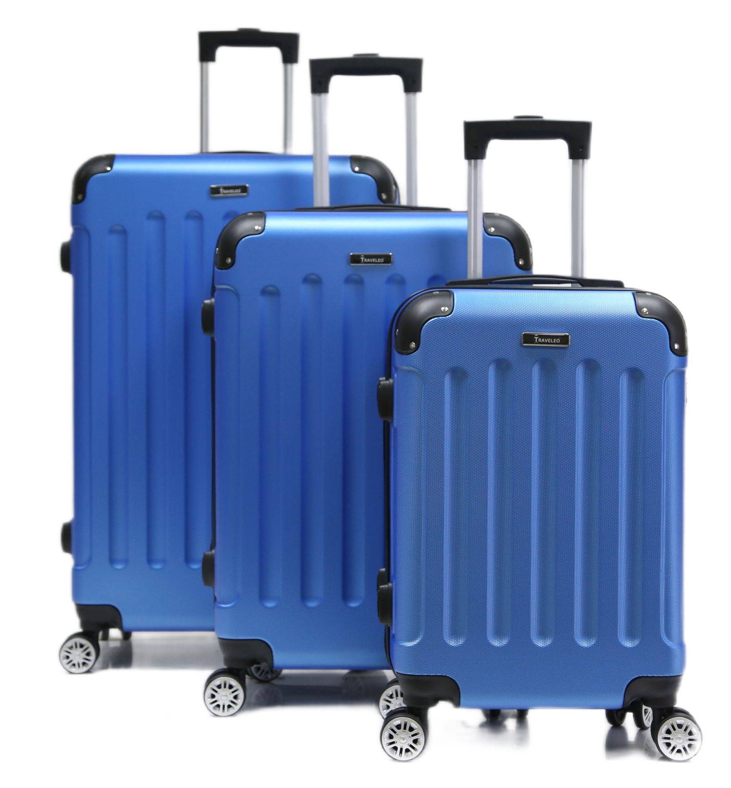 Reisekoffer Koffer 3 tlg Hartschale Trolley Set Kofferset Handgepäck Gepäck Reisetasche Blau