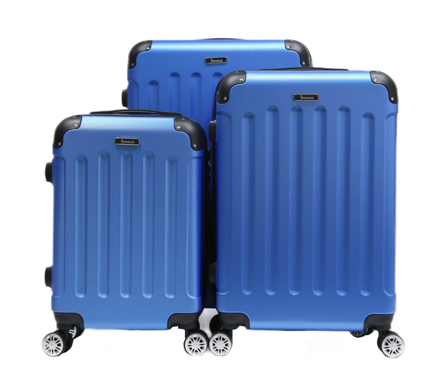 Reisekoffer Koffer 3 tlg Hartschale Trolley Set Kofferset Handgepäck Gepäck Reisetasche Blau