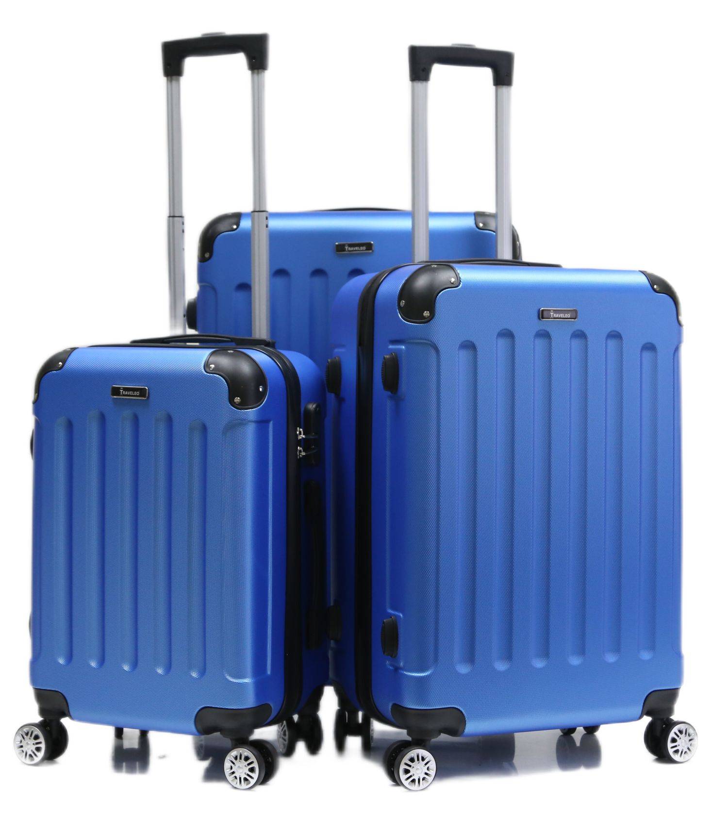 Reisekoffer Koffer 3 tlg Hartschale Trolley Set Kofferset Handgepäck Gepäck Reisetasche Blau
