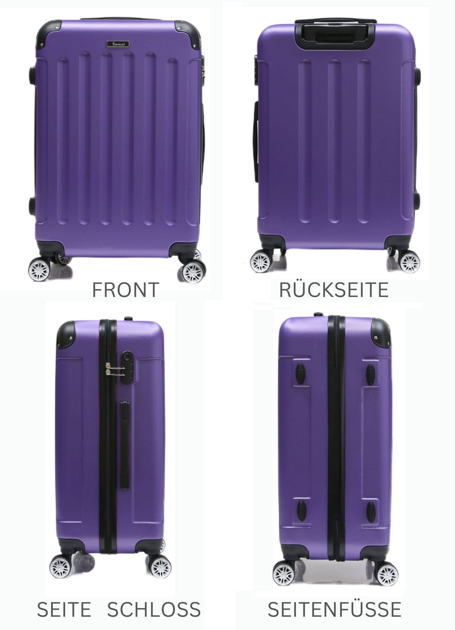 Reisekoffer Koffer 3 tlg Hartschale Trolley Set Kofferset Handgepäck Gepäck Reisetasche Lila