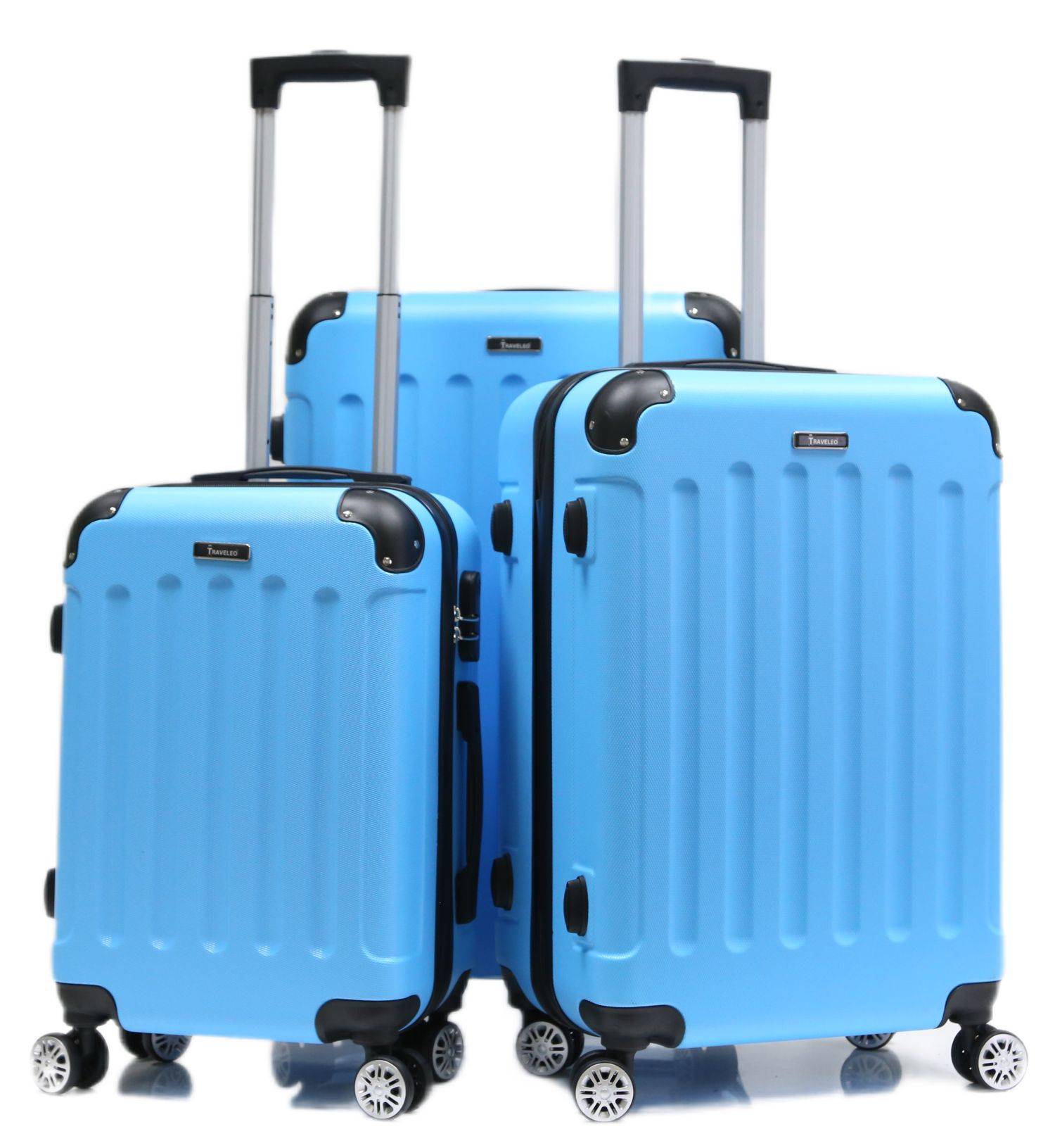 Reisekoffer Koffer 3 tlg Hartschale Trolley Set Kofferset Handgepäck Gepäck Reisetasche Skyblue